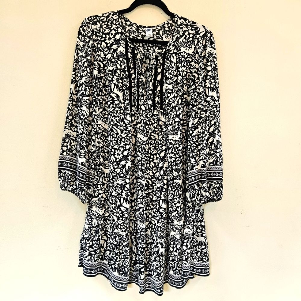 Old Navy Woodland Creature Floral Peasant Dress Women Sz S Velvet Trim Fairy